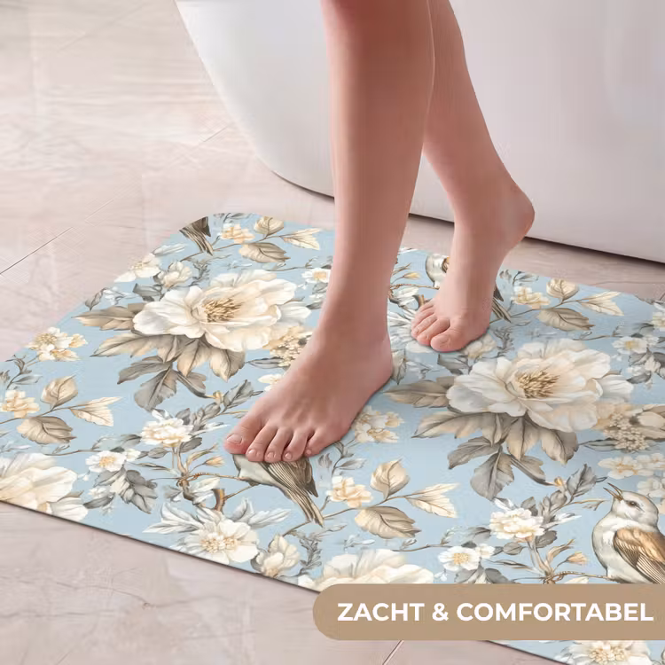 Badmat - Botanisch - Zangvogel - Blauw — 5