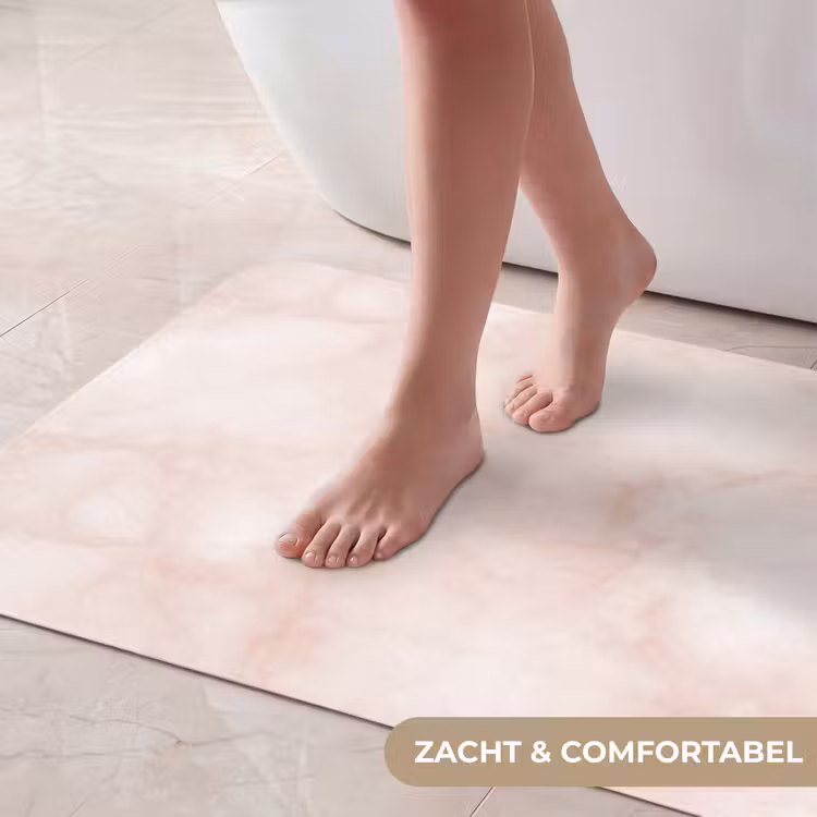 Badmat - Roze - Marmer - Crème — 5