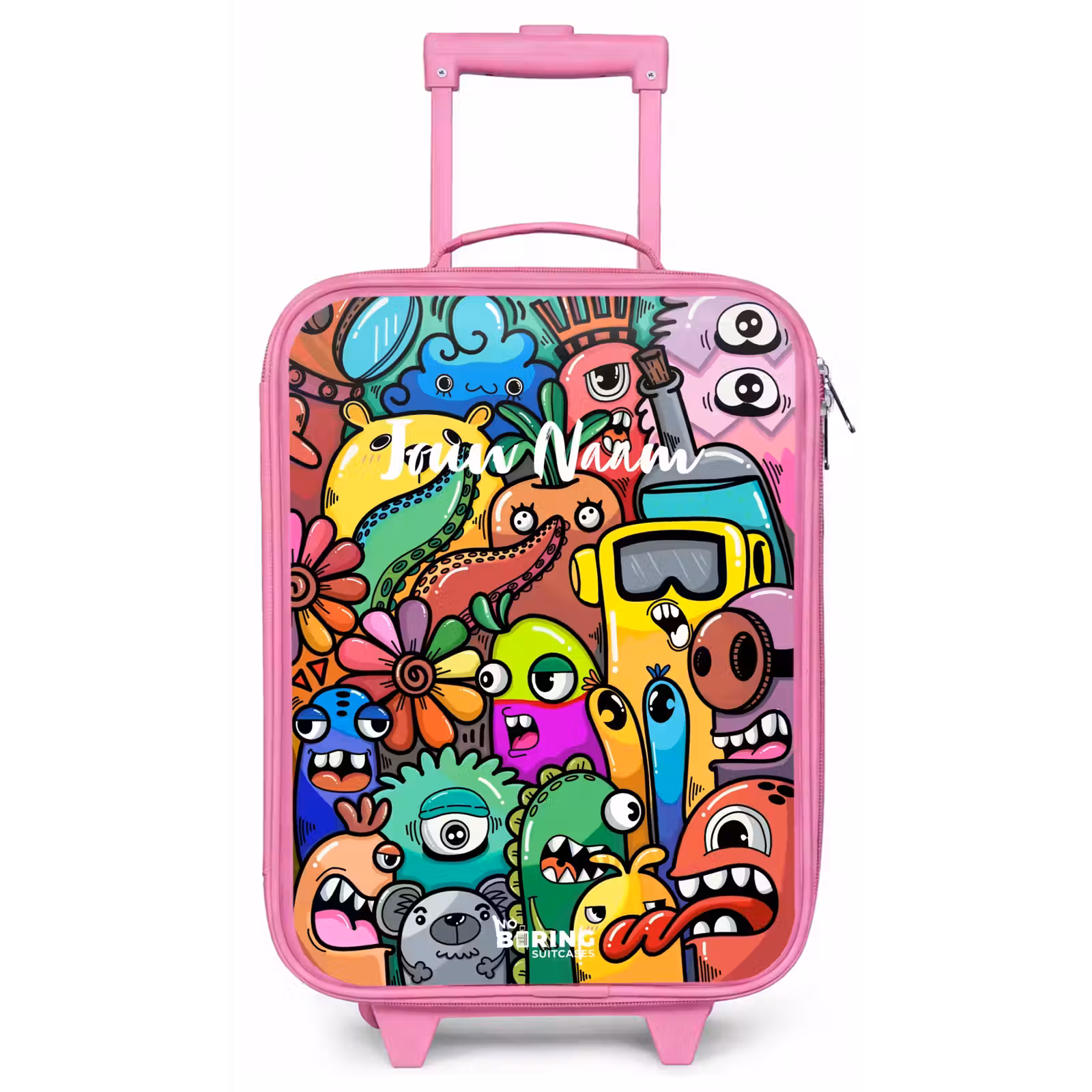 Kinderkoffer - Roze - Expressief en druk patroon met monsters — 1