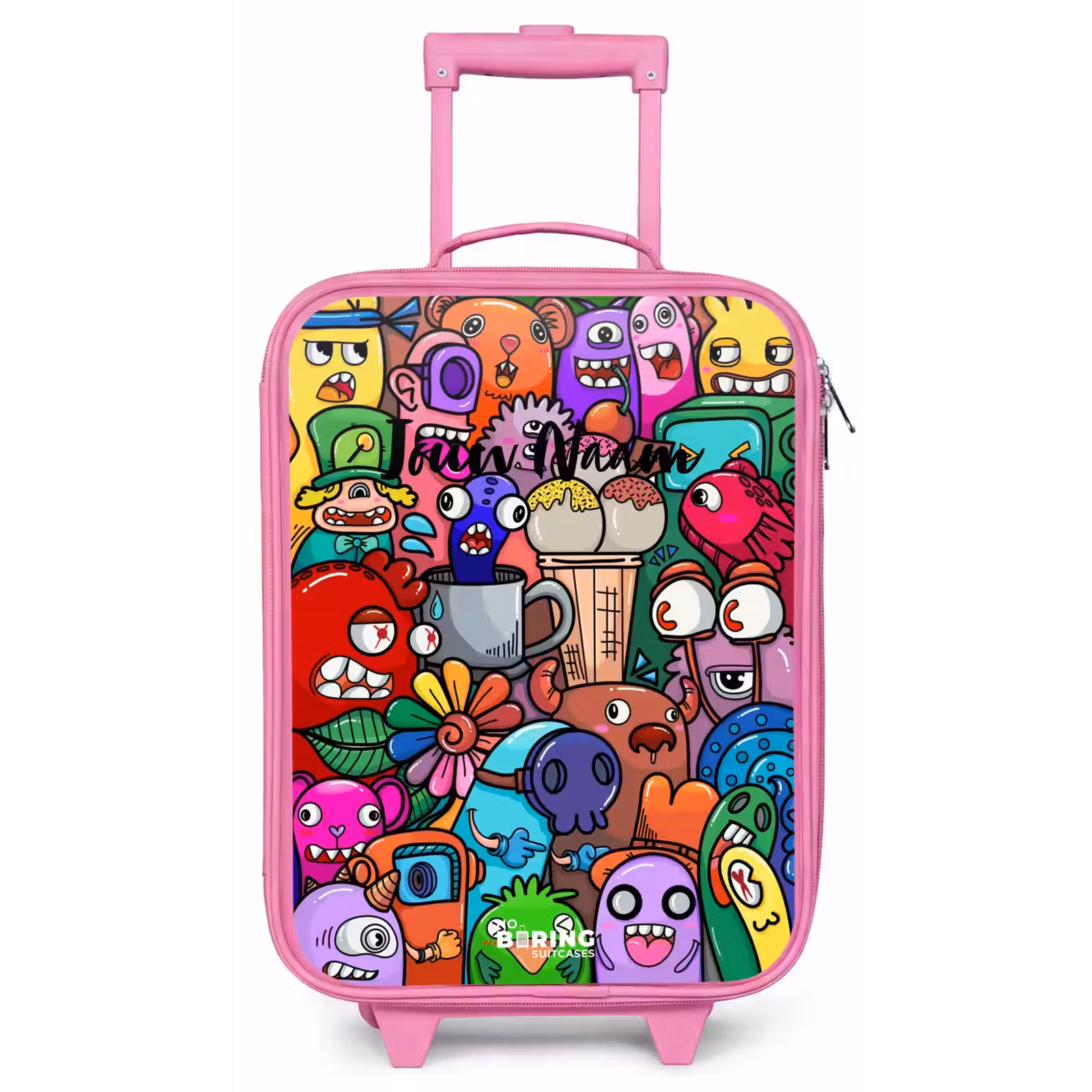 Kinderkoffer - Roze - Monsters, bloemen en ijsje patroon — 1