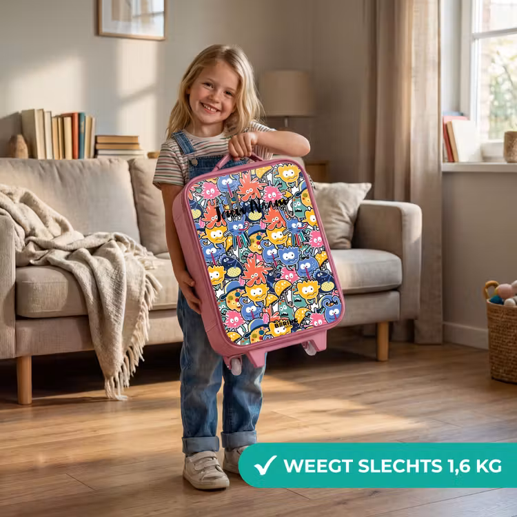 Kinderkoffer - Roze - Beestjes met Grote Oogjes — 2