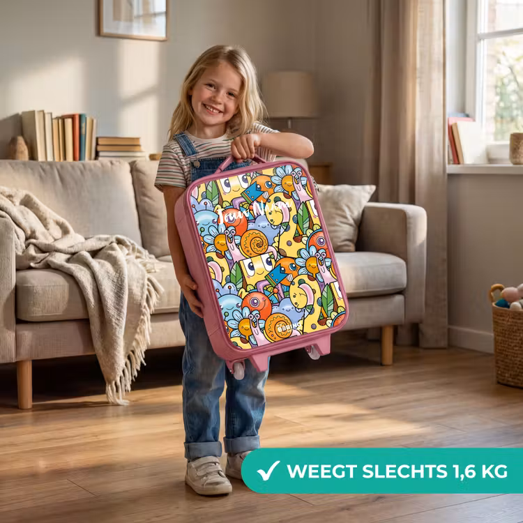 Kinderkoffer - Roze - Cartoon van verschillende wezens en gezichten — 2