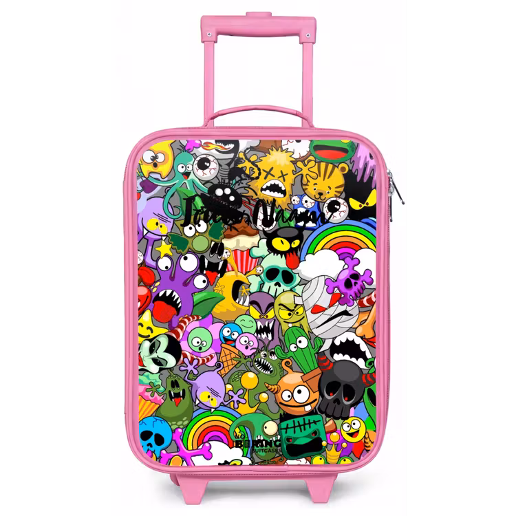 Kinderkoffer - Roze - Chaotisch kleurrijk monster patroon — 1