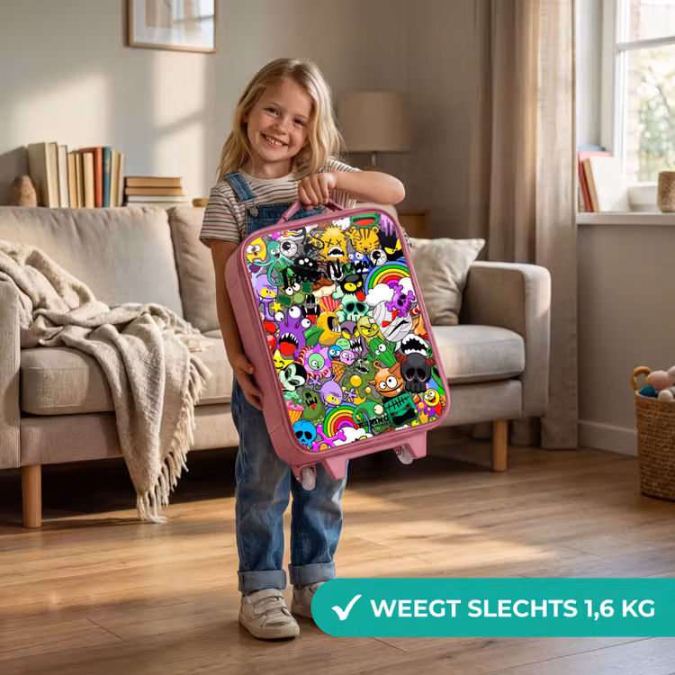Kinderkoffer - Roze - Chaotisch kleurrijk monster patroon — 2