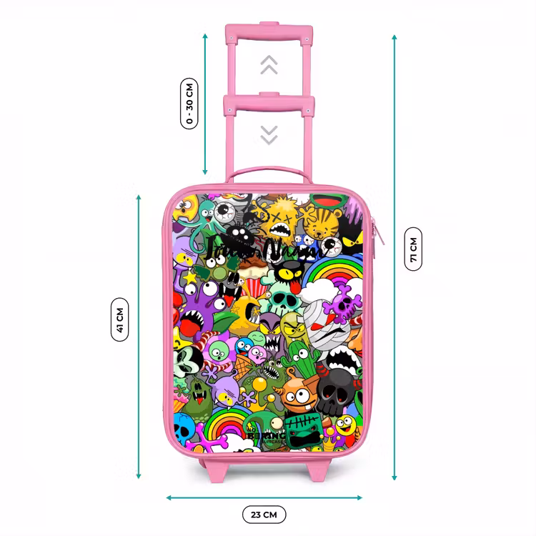 Kinderkoffer - Roze - Chaotisch kleurrijk monster patroon — 5