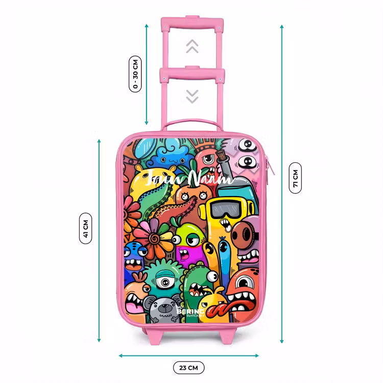 Kinderkoffer - Roze - Expressief en druk patroon met monsters — 5