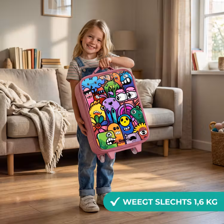 Kinderkoffer - Roze - Grappige kleurrijke monsters — 2