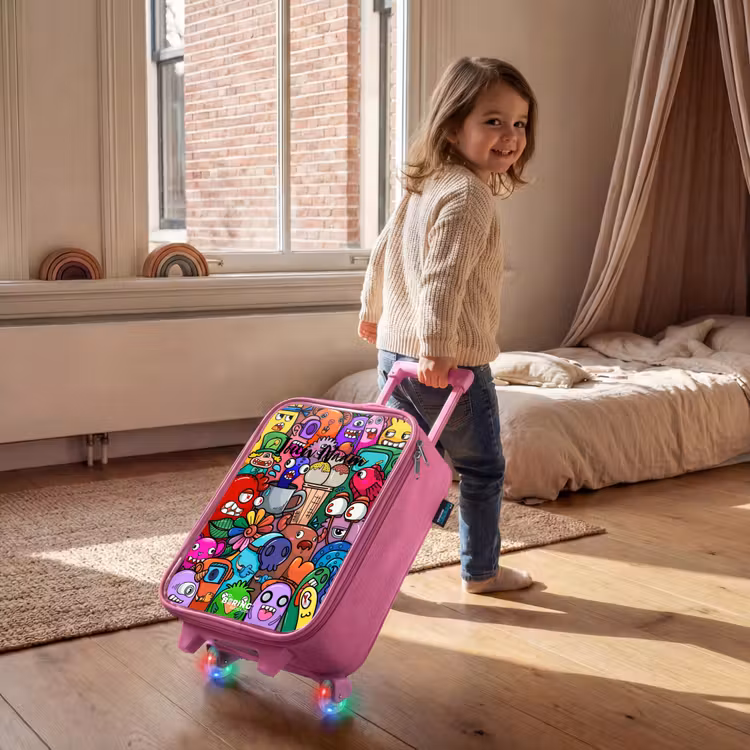 Kinderkoffer - Roze - Monsters, bloemen en ijsje patroon — 3