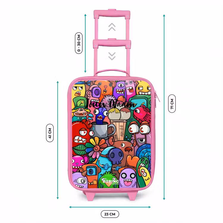 Kinderkoffer - Roze - Monsters, bloemen en ijsje patroon — 5