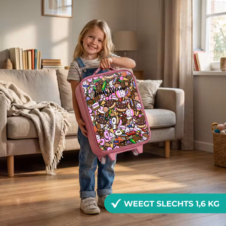 Kinderkoffer - Roze - Overvol patroon met lekkernijen — 2