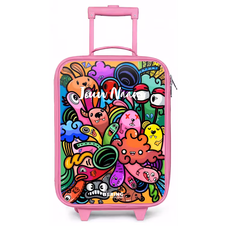 Kinderkoffer - Roze - Vrolijke monsterchaos — 1