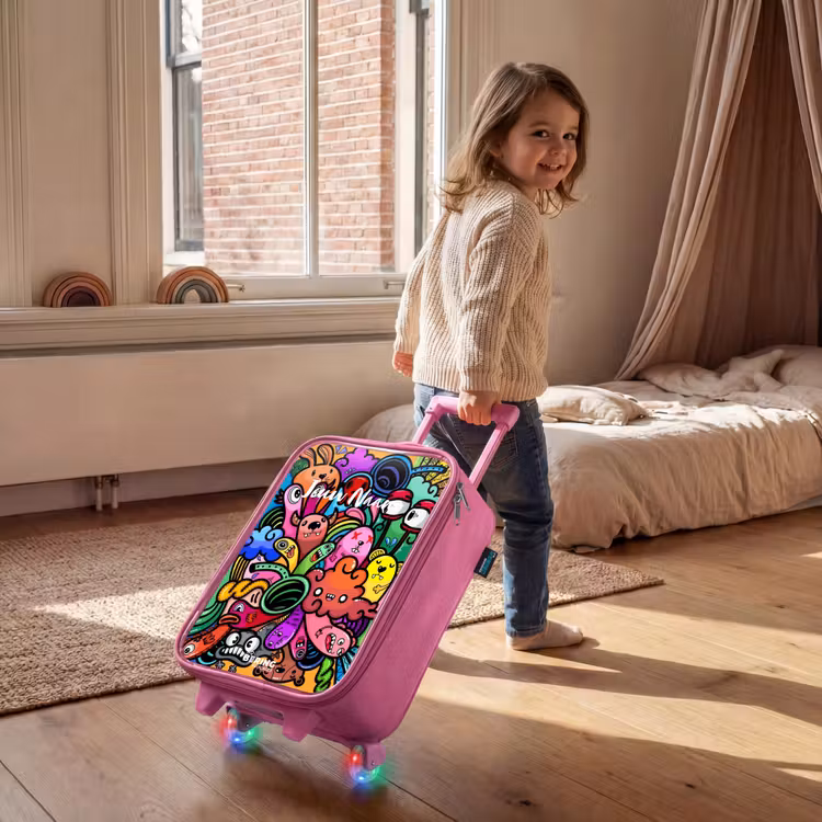 Kinderkoffer - Roze - Vrolijke monsterchaos — 3