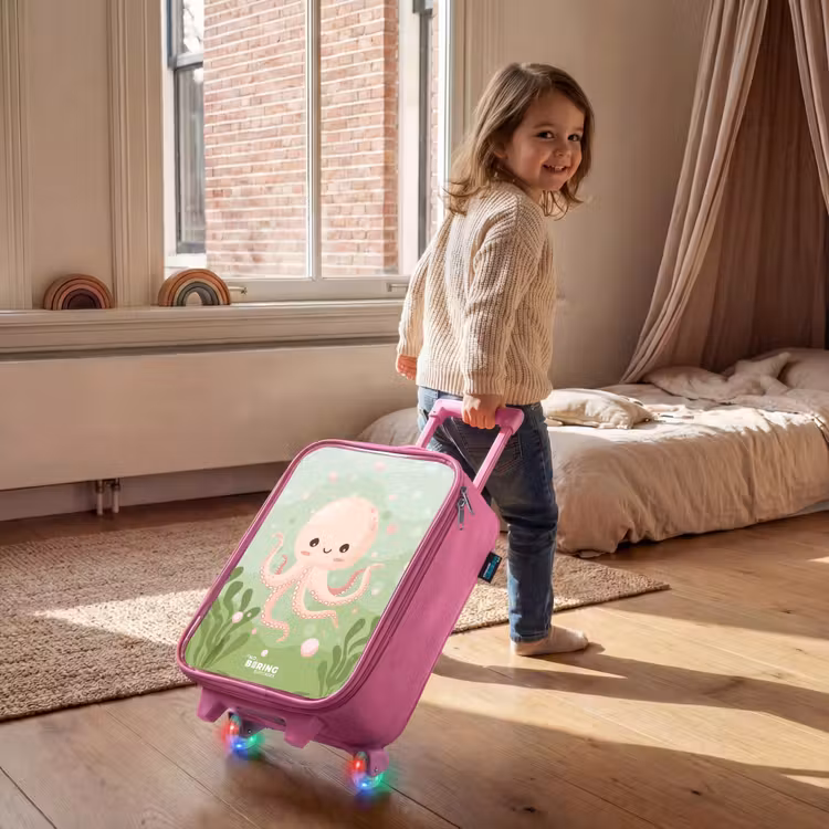 Kinderkoffer - Roze - Roze octopus met een lach — 3