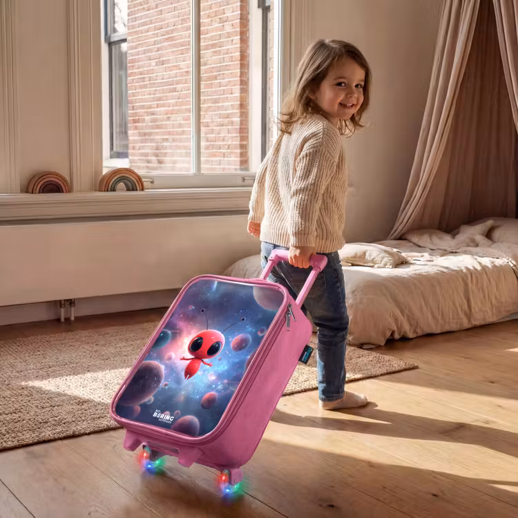 Kinderkoffer - Roze - Rood Ruimtewezen in Kosmische Dans — 3