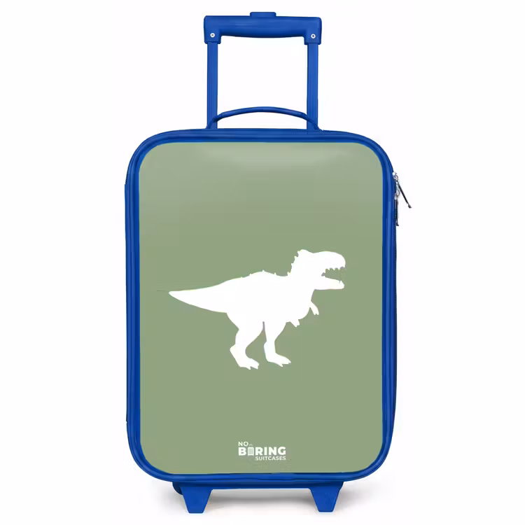 Kinderkoffer - Blauw - Groen met T-rex dino — 1