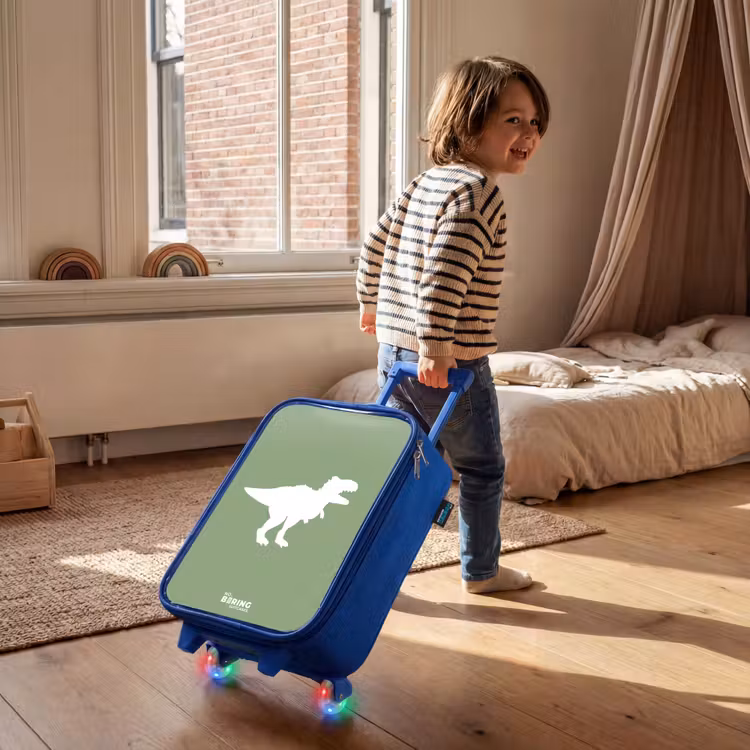 Kinderkoffer - Blauw - Groen met T-rex dino — 3