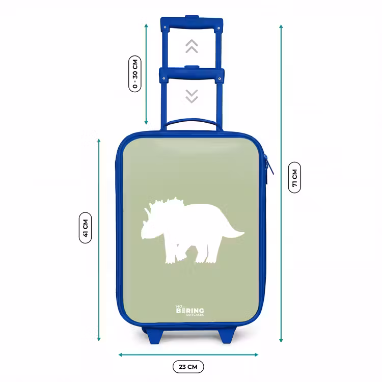 Kinderkoffer - Blauw - Groen met Triceratops dino — 6