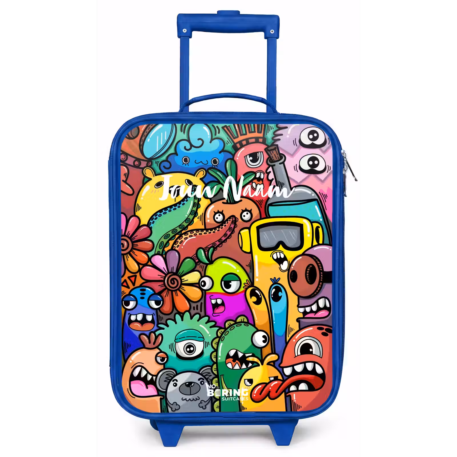 Kinderkoffer - Blauw - Expressief en druk patroon met monsters — 1