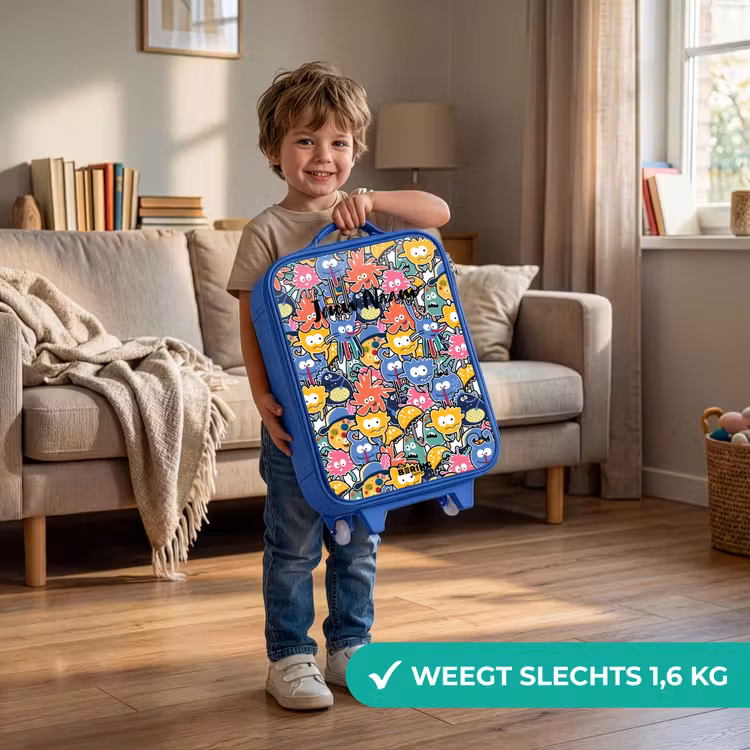 Kinderkoffer - Blauw - Beestjes met Grote Oogjes — 2
