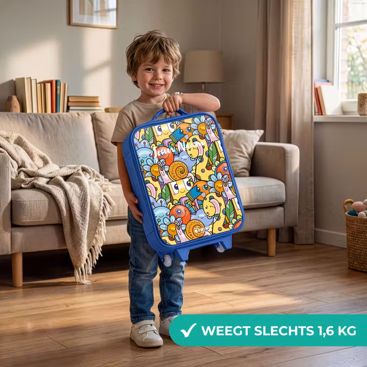 Kinderkoffer - Blauw - Cartoon van verschillende wezens en gezichten — 2