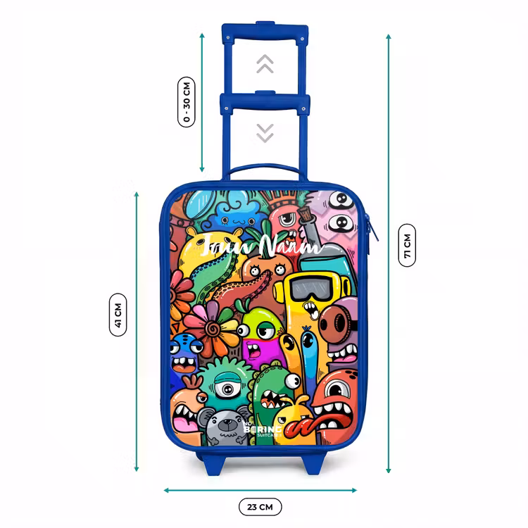 Kinderkoffer - Blauw - Expressief en druk patroon met monsters — 6