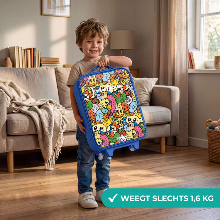 Kinderkoffer - Blauw - Fantasiedieren die lachen en kleurrijk zijn — 2
