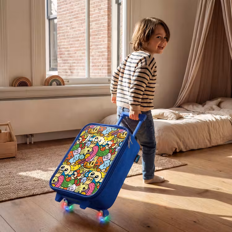 Kinderkoffer - Blauw - Fantasiedieren die lachen en kleurrijk zijn — 3