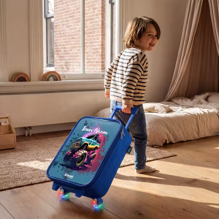 Kinderkoffer - Blauw - Monster Wheels — 3