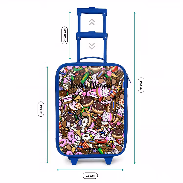 Kinderkoffer - Blauw - Overvol patroon met lekkernijen — 6