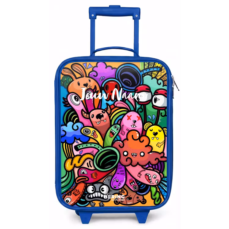 Kinderkoffer - Blauw - Vrolijke monsterchaos — 1