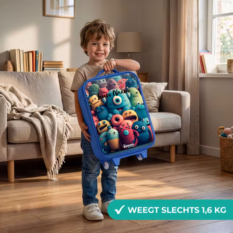 Kinderkoffer - Blauw - Zachte en bolle monsters — 2