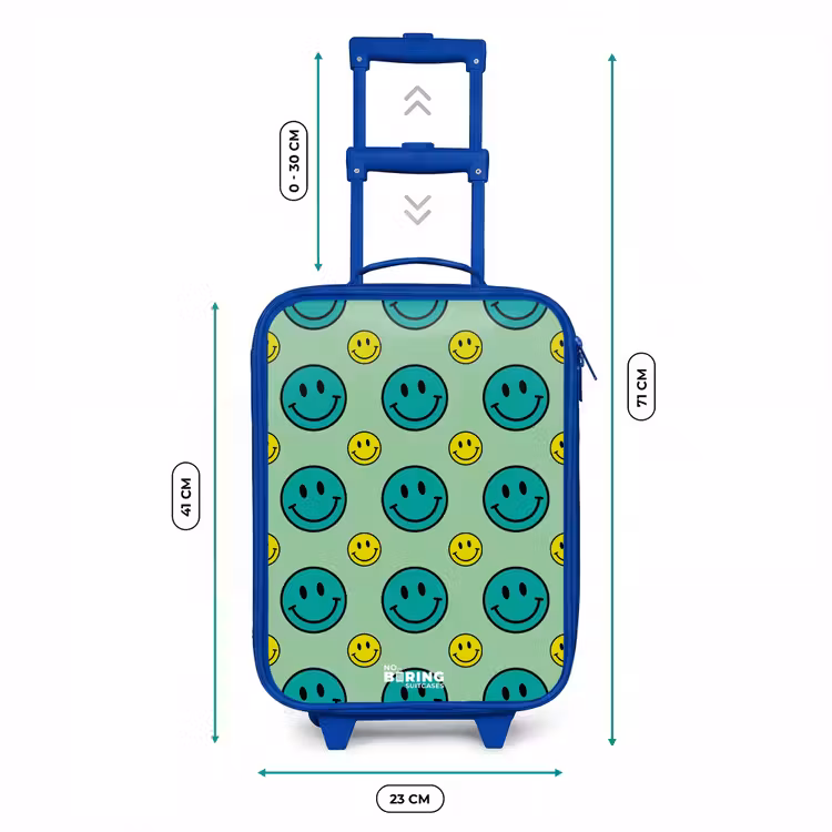 Kinderkoffer - Blauw - Smileys Patroon Groen — 6