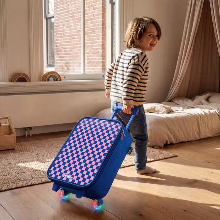 Kinderkoffer - Blauw - Dambord Patroon — 3