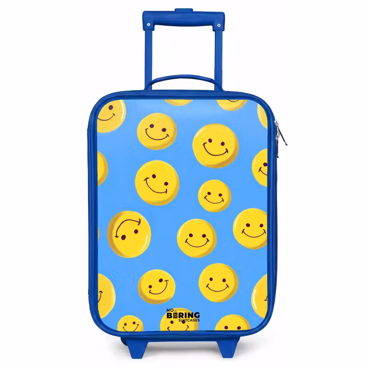 Kinderkoffer - Blauw - Gele Smileys Lichtblauw