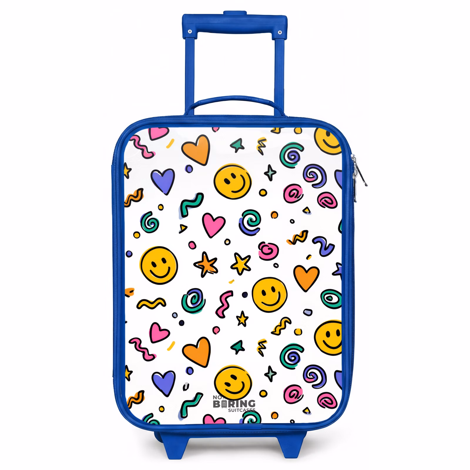 Kinderkoffer - Blauw - Smileys Patroon Spiralen Hartjes — 1
