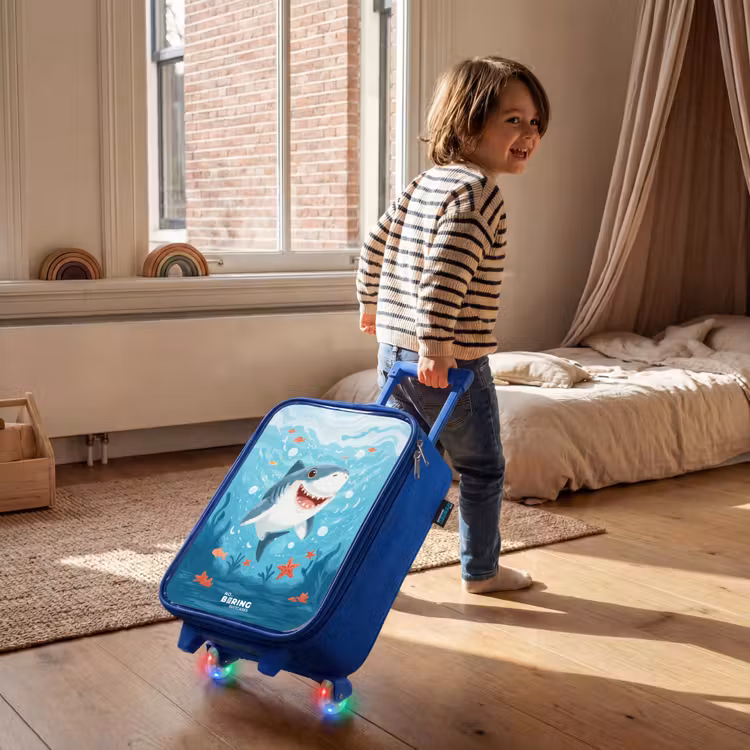 Kinderkoffer - Blauw - Haai met Zeesterren Cartoon — 3