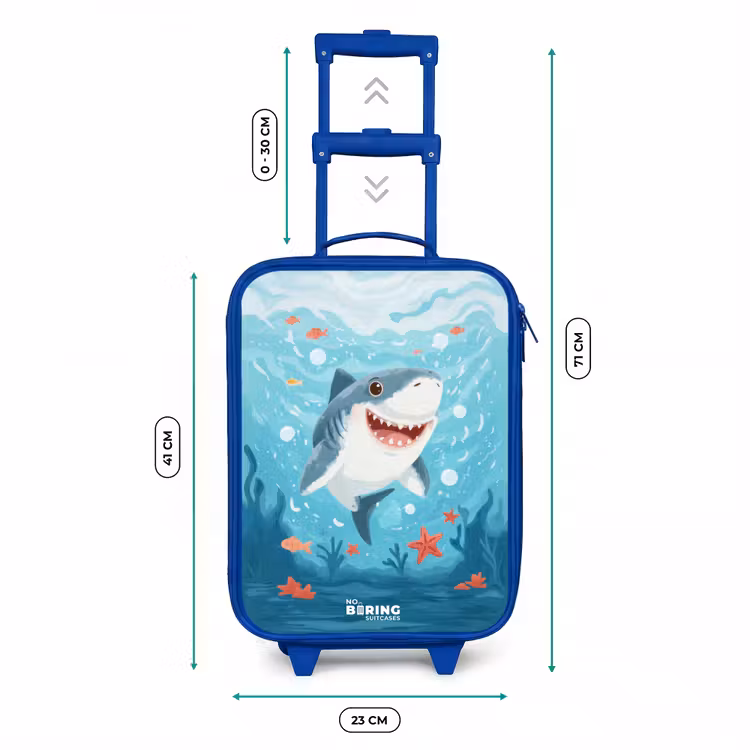 Kinderkoffer - Blauw - Haai met Zeesterren Cartoon — 6