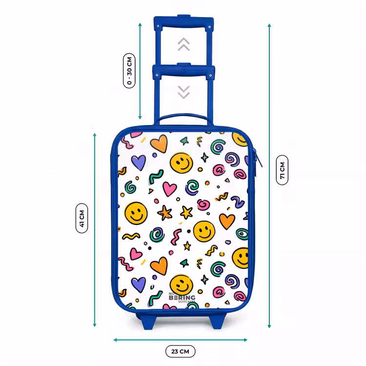 Kinderkoffer - Blauw - Smileys Patroon Spiralen Hartjes — 6