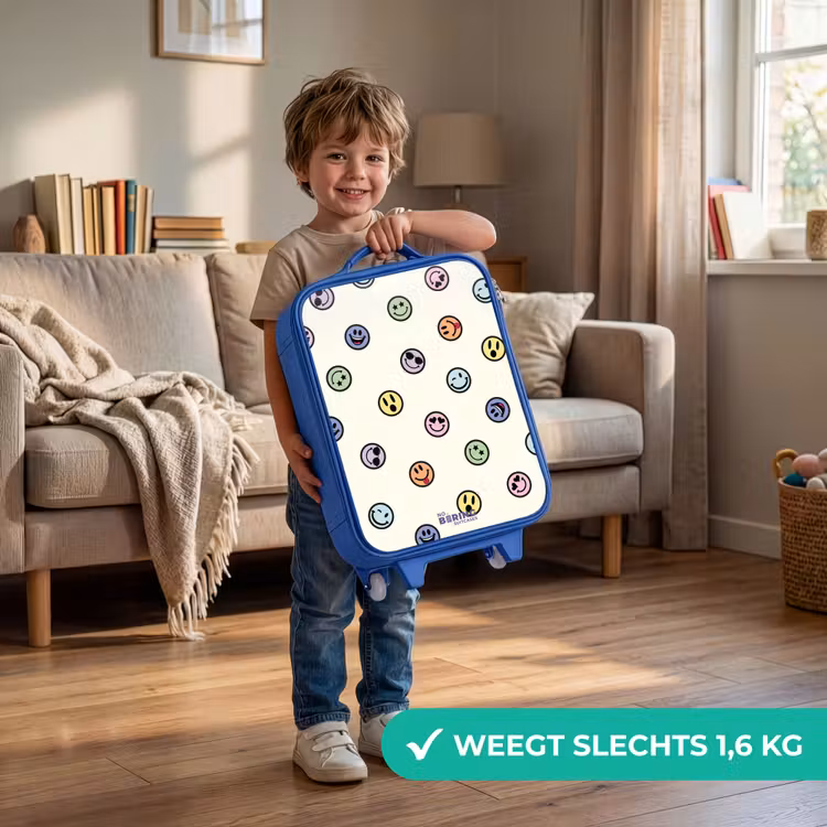 Kinderkoffer - Blauw - Smileys Patroon Pastel — 2