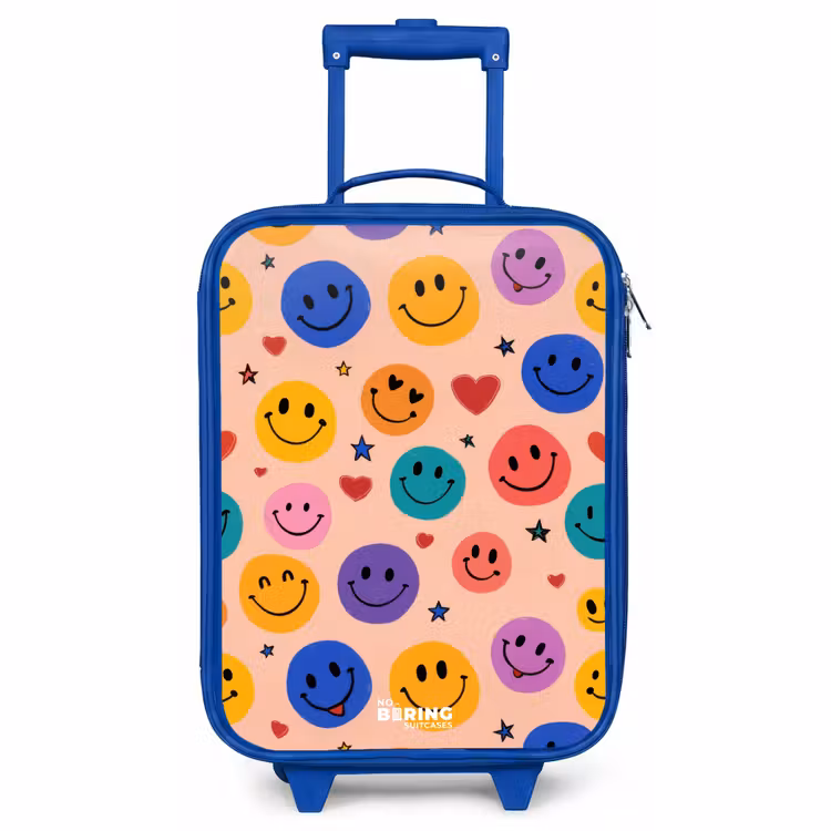 Kinderkoffer - Blauw - Smileys met Hartjes en Sterren — 1