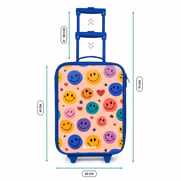 Kinderkoffer - Blauw - Smileys met Hartjes en Sterren — 6