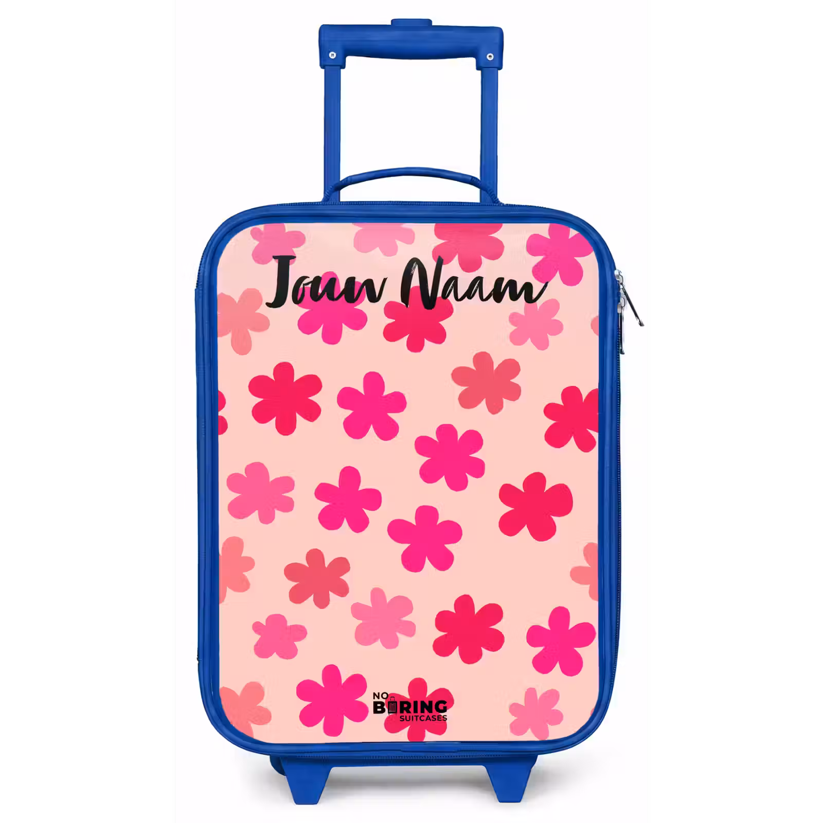 Kinderkoffer met naam - Blauw - Bloemen - Patroon - Roze — 1