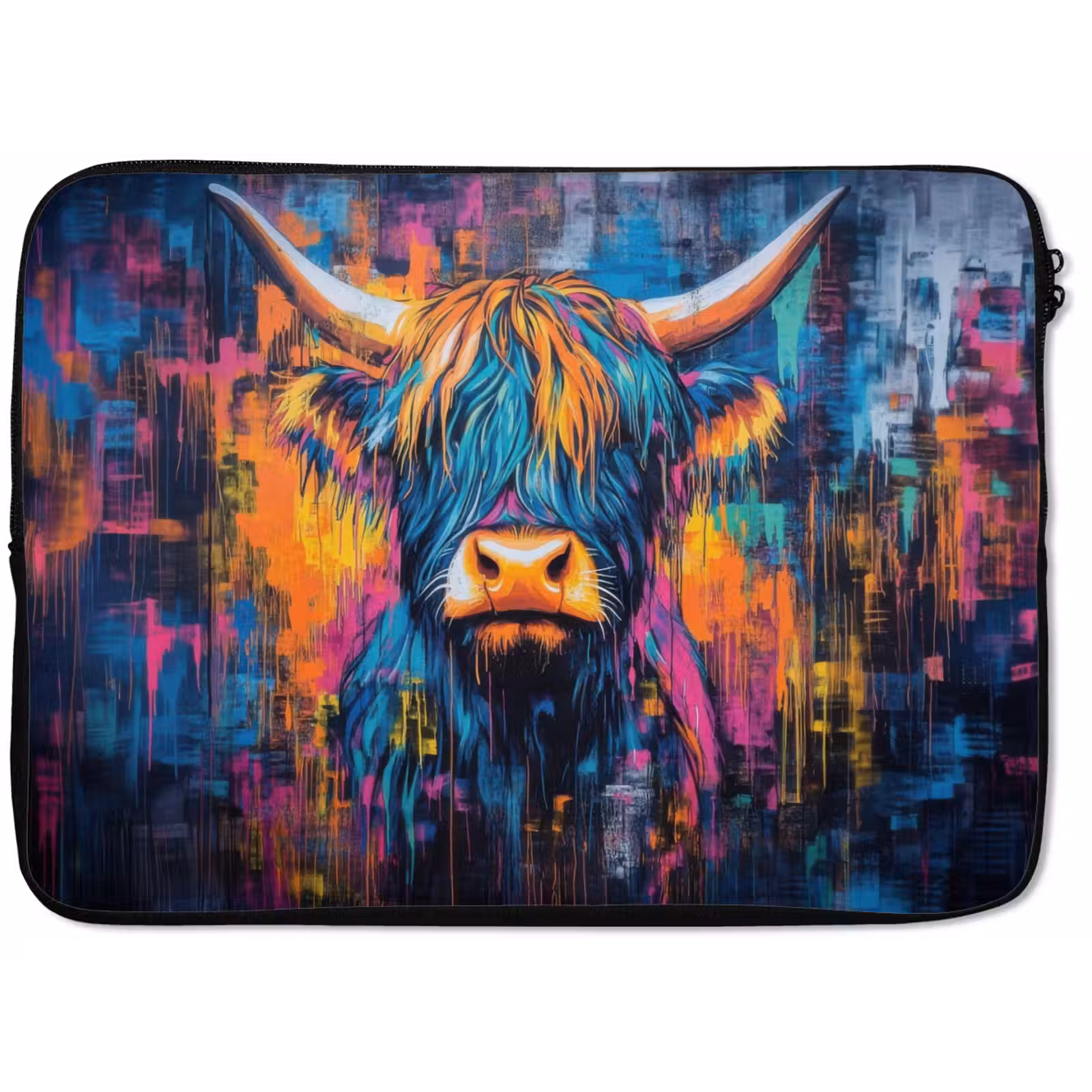 Laptophoes - Schotse Hooglander - Abstract - Kleurrijk — 1