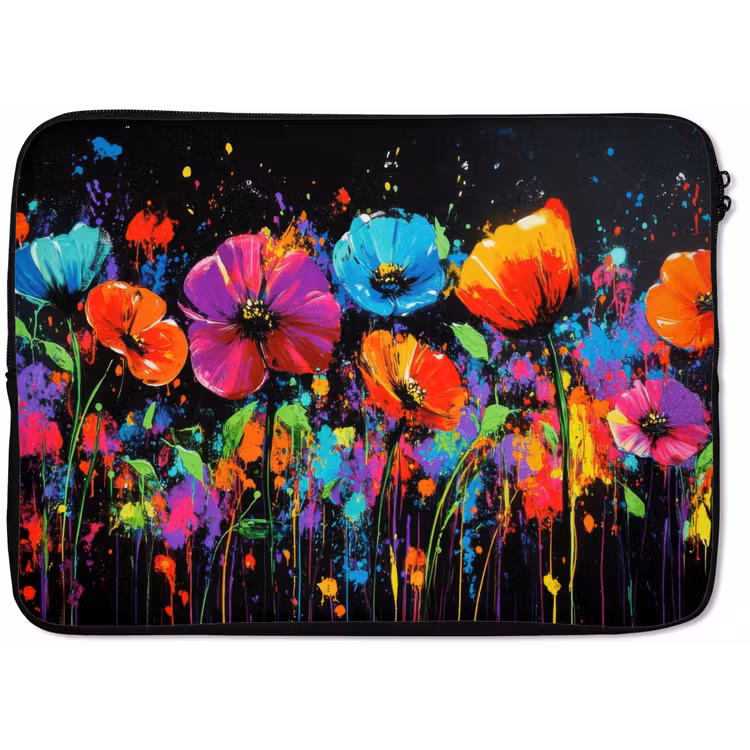 Laptophoes - Bloemen - Kleurrijk - Spetters — 1