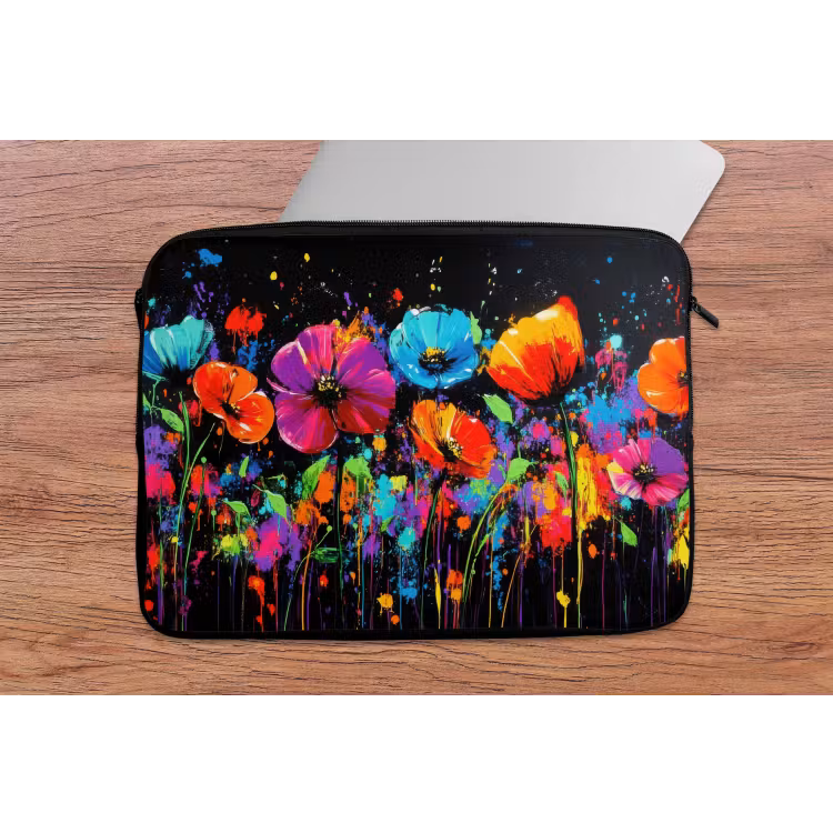 Laptophoes - Bloemen - Kleurrijk - Spetters — 2