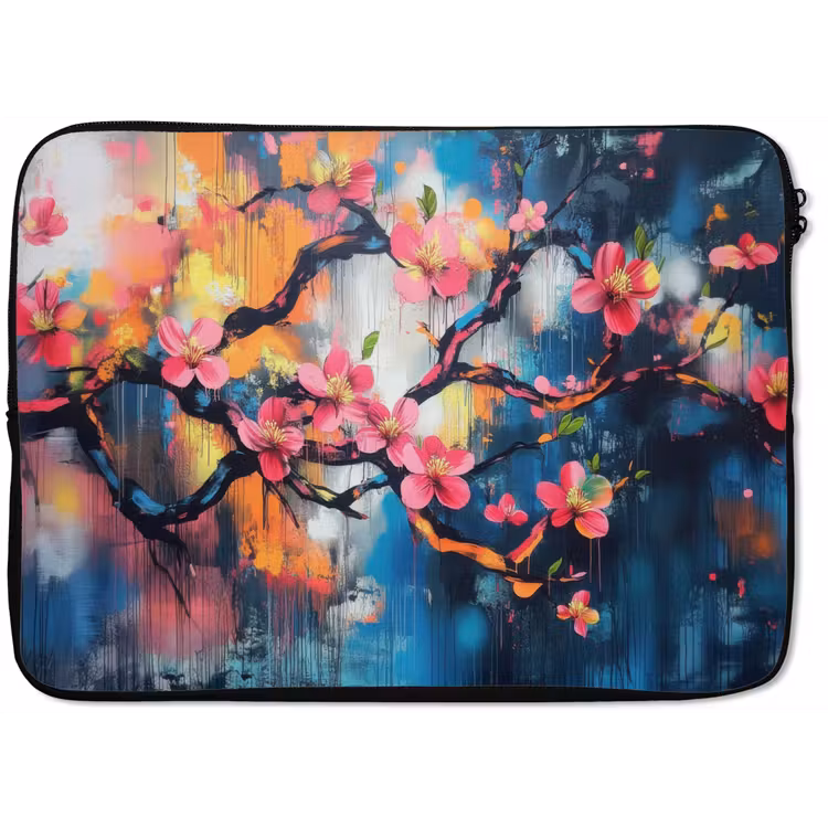 Laptophoes - Bloemen - Tak - Artistiek - Roze — 1