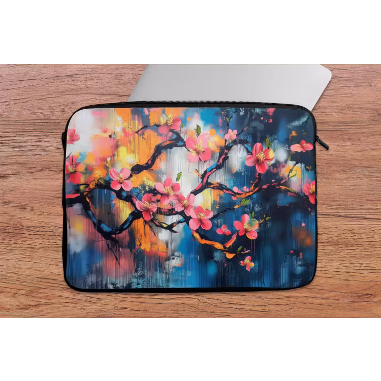 Laptophoes - Bloemen - Tak - Artistiek - Roze — 2