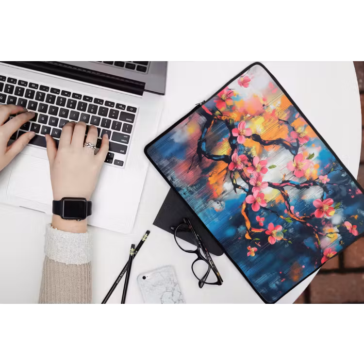 Laptophoes - Bloemen - Tak - Artistiek - Roze — 3