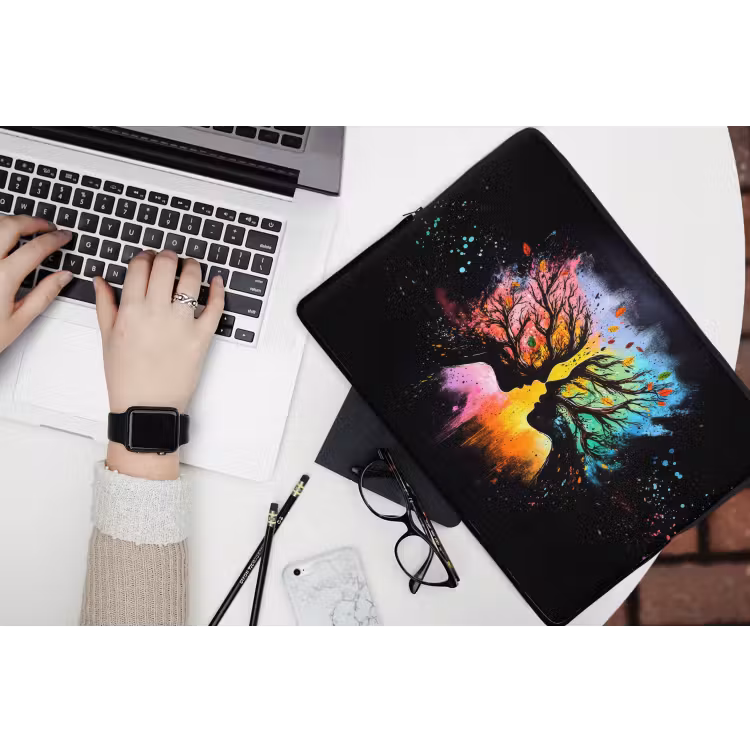 Laptophoes - Gezichten - Silhouetten - Kleurrijk - Takken — 3