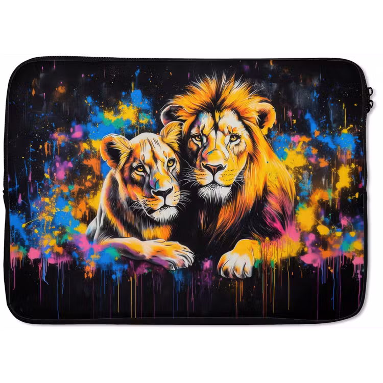Laptophoes - Leeuwen - Schilderij - Kleuren — 1